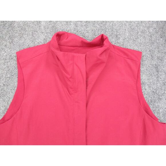 Eileen Fisher Vest Womens Petite Medium Pink Funnel Collar Two-Way Zip Pockets - Picture 6 of 16